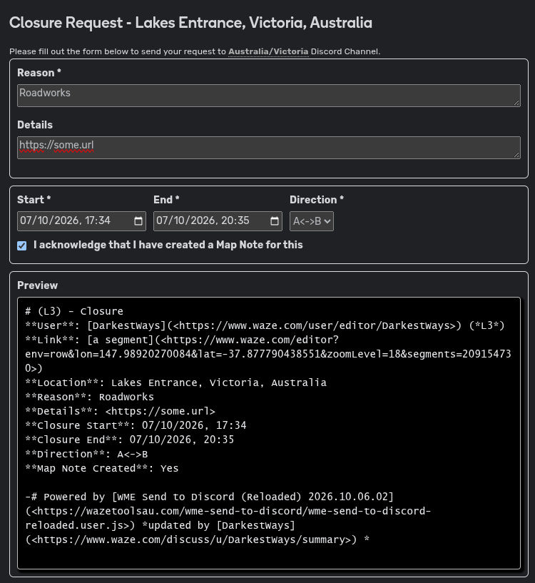 Closure Modal filled