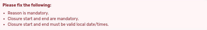 Closure validation errors